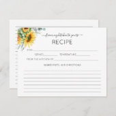 Carte de recette de tournesol d'aquarelle (Devant / Derrière)