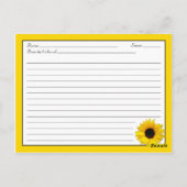 Carte de recette de tournesol pour la mariée à êtr (Dos)