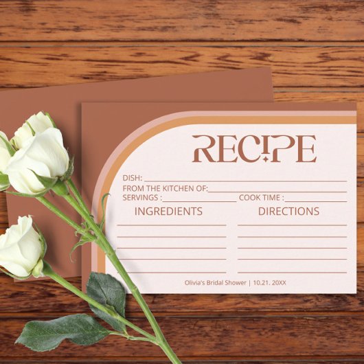 Carte de recette de typographie d'arc en terre cui