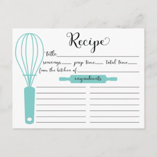 Carte de recette de Whisk bleu lettres main modern
