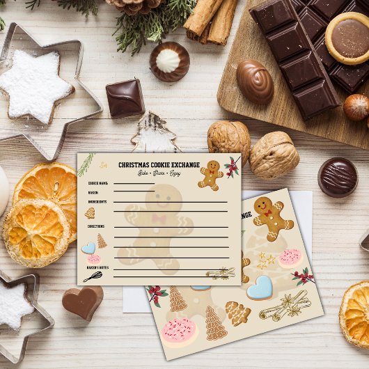 Carte de recette d'échange de biscuits de Noël