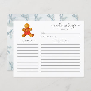 Carte de recette d'échange de cookies de Noël Budg