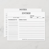 Carte de recette d'entrée pour enterrement de vie  (Devant / Derrière)