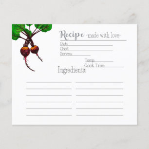 Carte de recette des betteraves du jardiner