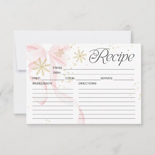 Carte de recette double face flocon de neige avec (Devant)