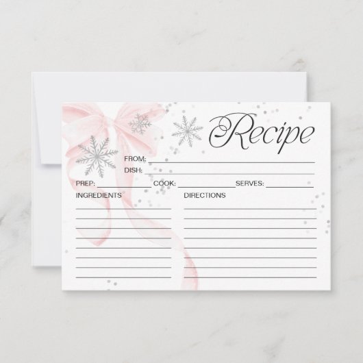 Carte de recette double face flocon de neige ruban (Devant)