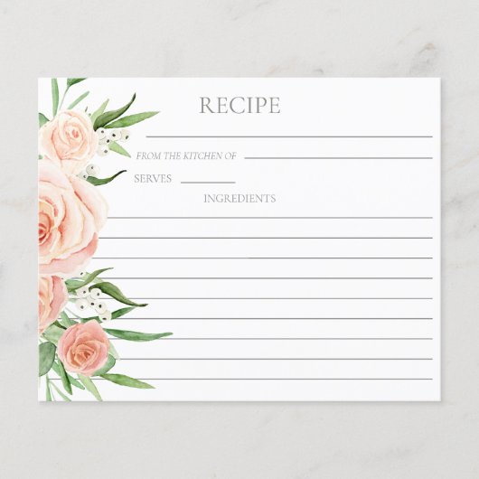 Carte de recette double face pour douche de mariée (Devant)