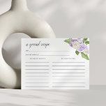 Carte de recette du jardin rose<br><div class="desc">Carte de recette florale Lavender qui correspond à nos invitations Roses de douche Garden à Lilac.</div>