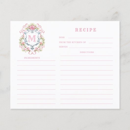 Carte de recette du Monogramme de la crête florale (Devant)
