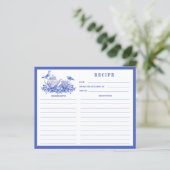 Carte de recette du set de thé floral bleu et blan (Debout devant)