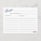 Carte de recette élégante Fête des mariées Blue Hy (Dos)