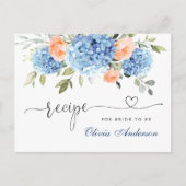 Carte de recette élégante Fête des mariées Blue Hy (Devant)