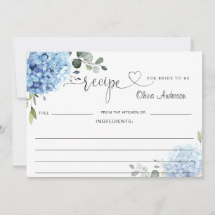 Carte de recette élégante Fête des mariées Blue Hy