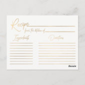 Carte de recette Emerald Green Watercolor & Gold B (Dos)