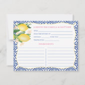 Carte de recette en bleu royal aux citrons de Posi (Devant)