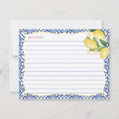 Carte de recette en bleu royal aux citrons de Posi (Dos)
