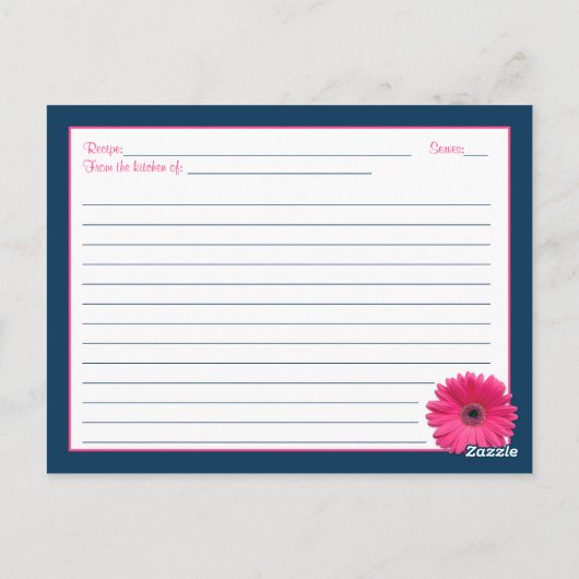 Carte de recette en damassé marine rose Gerber pou (Dos)