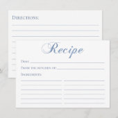 Carte de recette en écriture bleue poussiéreuse (Devant / Derrière)