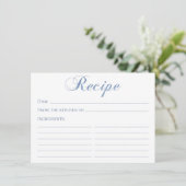 Carte de recette en écriture bleue poussiéreuse (Debout devant)