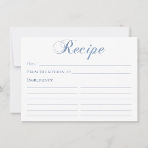 Carte de recette en écriture bleue poussiéreuse