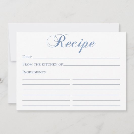 Carte de recette en écriture bleue poussiéreuse (Devant)