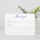 Carte de recette en écriture bleue poussiéreuse (Debout devant)