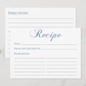 Carte de recette en écriture bleue poussiéreuse (Devant / Derrière)