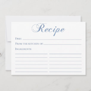 Carte de recette en écriture bleue poussiéreuse