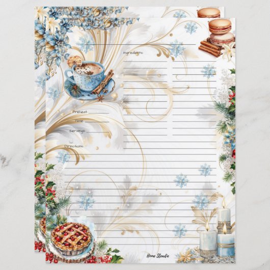 Carte de recette en pleine page (Devant / Derrière)