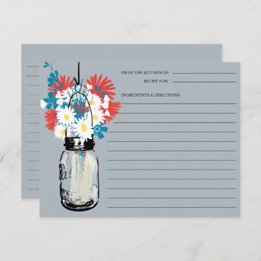 Carte de recette en pot Mason (Devant / Derrière)
