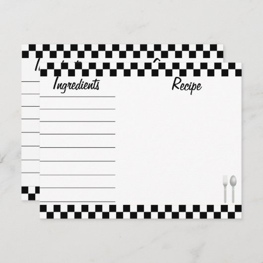 Carte de recette en tableau noir - avant et arrièr (Devant / Derrière)