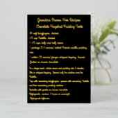 Carte de recette encadrée en feuille de métal noir (Debout devant)