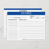 Carte de recette Entree (Devant / Derrière)