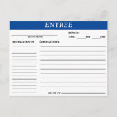 Carte de recette Entree (Devant)