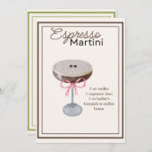 Carte de recette Espresso Martini modifiable (Devant / Derrière)