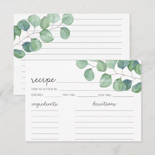 Carte de recette Eucalyptus (Devant / Derrière)