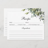 Carte de recette Eucalyptus Watercolor (Devant / Derrière)