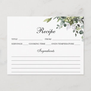 Carte de recette Eucalyptus Watercolor