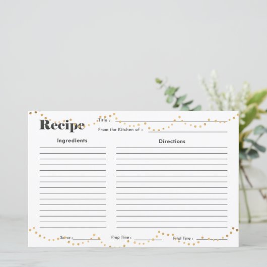 Carte de recette Faux Gold Fairy Lights (Debout devant)