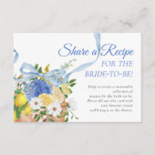 Carte de recette Fête des mariées bleue Floral Mar (Devant)