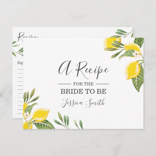 Carte de recette Fête des mariées citron Citrus Bo (Devant / Derrière)