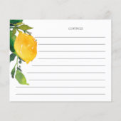 Carte de recette Fête des mariées Citrus citron (Dos)