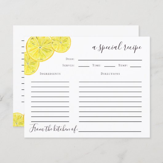 Carte de recette Fête des mariées Citrus citron (Devant / Derrière)