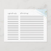 Carte de recette Fête des mariées d'aquarelle bleu (Dos)