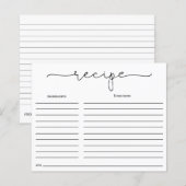 Carte de recette Fête des mariées de calligraphie (Devant / Derrière)