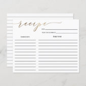 Carte de recette Fête des mariées de calligraphie  (Devant / Derrière)