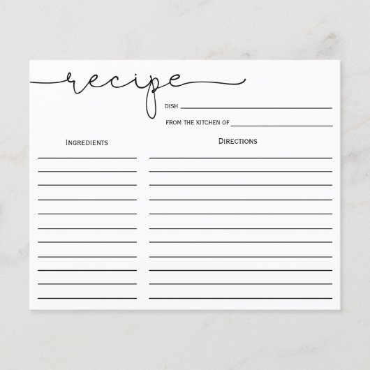 Carte de recette Fête des mariées de calligraphie  (Devant)