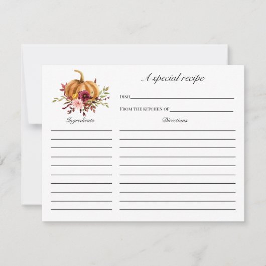 Carte de recette Fête des mariées de chute dans l' (Devant)