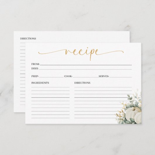 Carte de recette Fête des mariées de chute dans l' (Devant / Derrière)