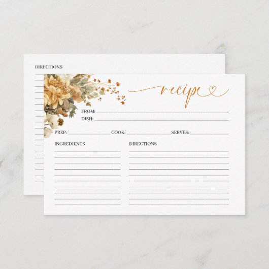 Carte de recette Fête des mariées de chute dans l' (Devant / Derrière)